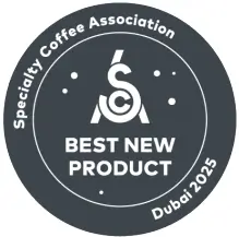 Insignia del premio Best New Product de la Specialty Coffee Association en Dubai 2025