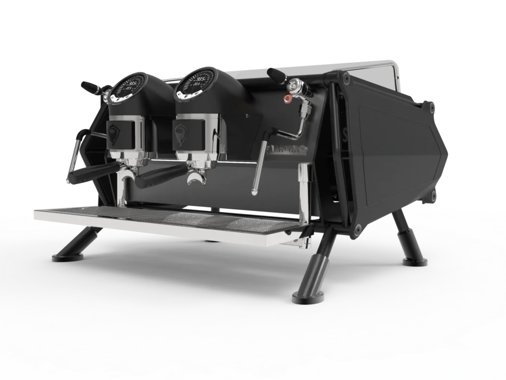 Máquina de café espresso con dos grupos y diseño moderno