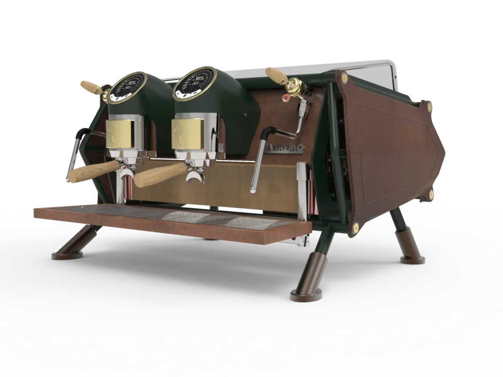 Máquina de café espresso con dos grupos y diseño elegante