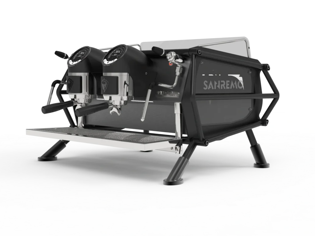 Máquina de café espresso Sanremo de dos grupos con diseño moderno en color negro