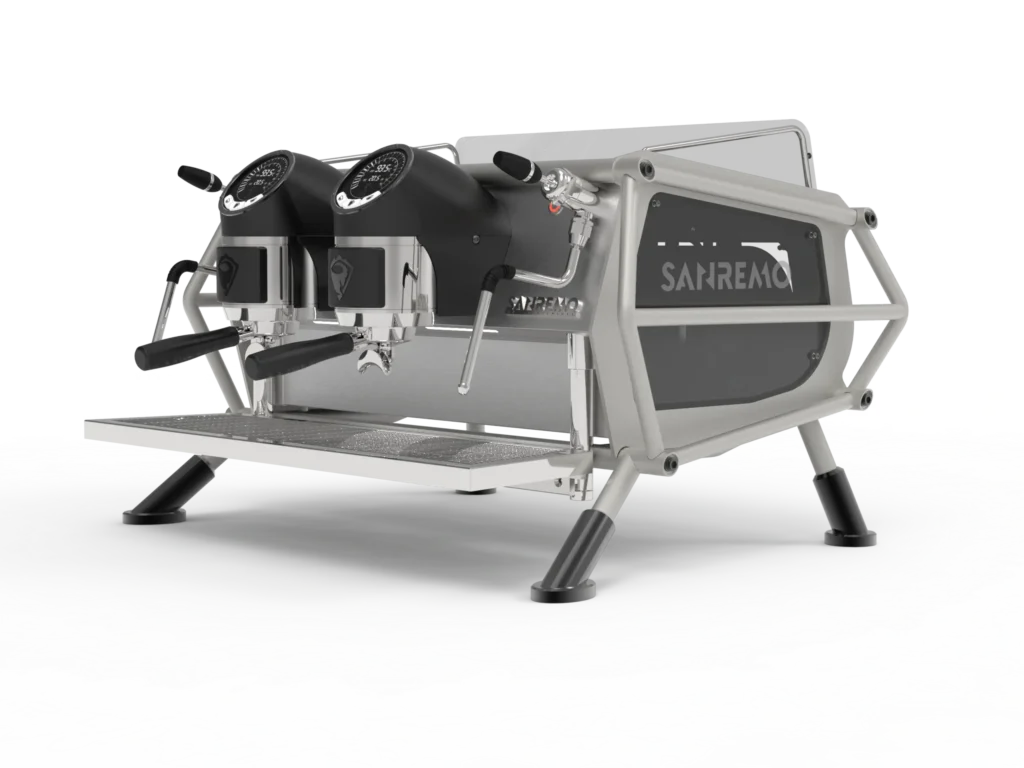 Máquina de café espresso Sanremo CR 2GR Naked en color acero negro y plata