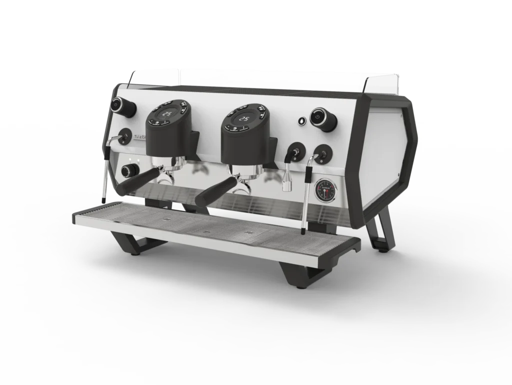 Máquina de café espresso con dos grupos y diseño moderno