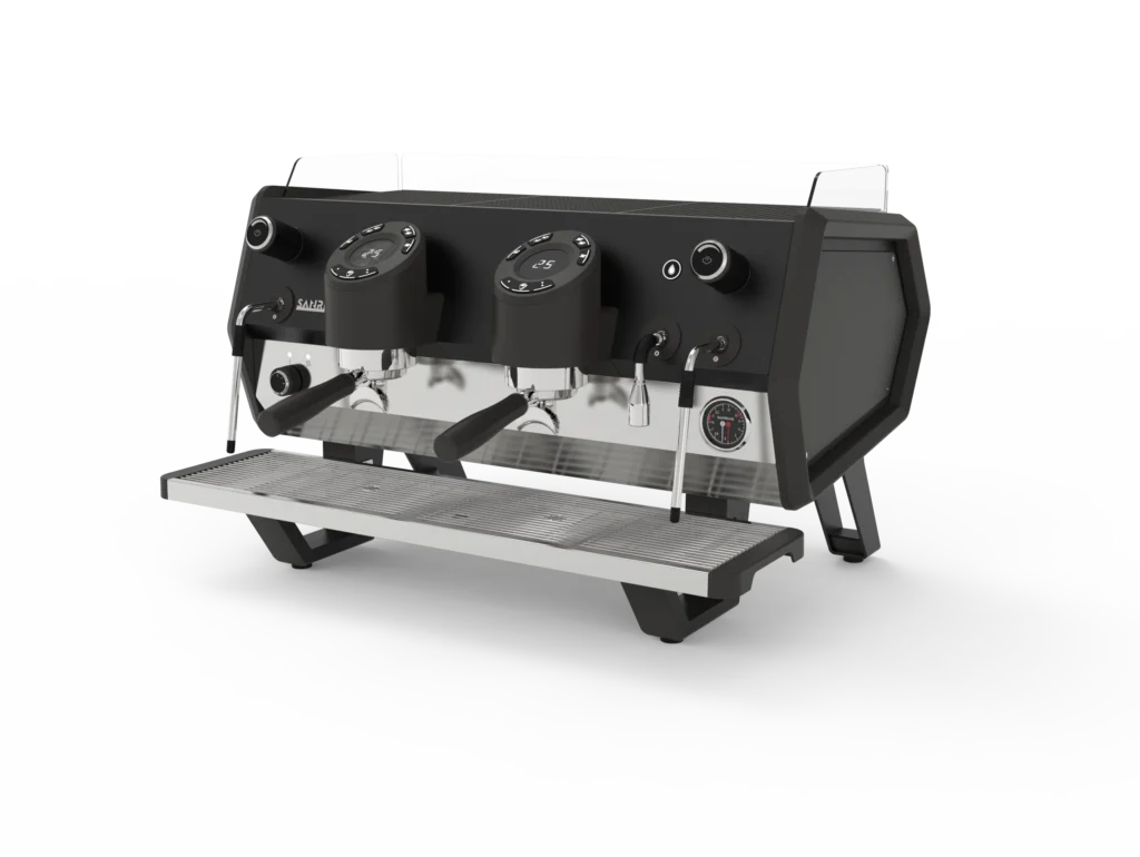 Máquina de café espresso con dos grupos y diseño moderno