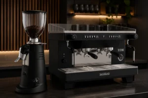 Molino y máquina en sincronía para cafetería de especialidad